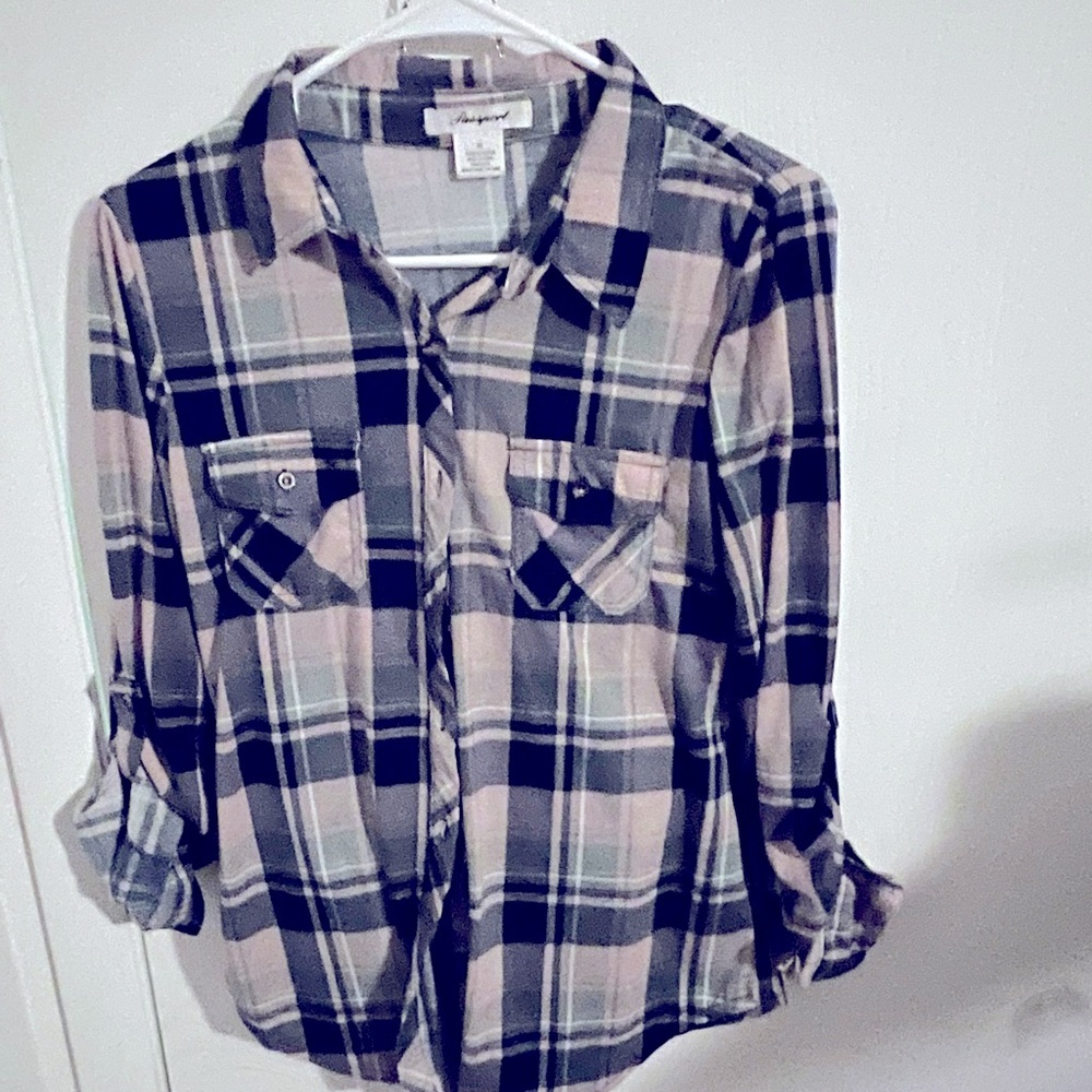 Blue and green plaid shirt